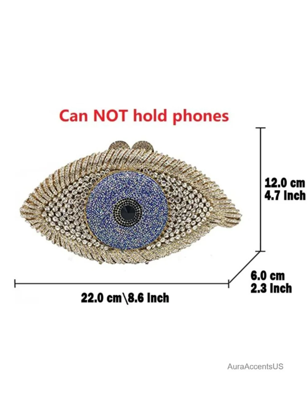 Evil Eye Crystal Clutch Purse with Glitter Rhinestone Handbag